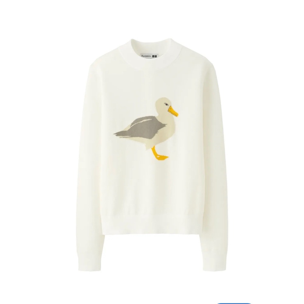 Uniqlo x J.W. Anderson Seagull Graphic Mock Neck Sweater White Small